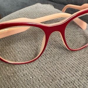 Miu Miu Red and Peach Two-Tone Cat-Eye Eyeglass Frames
